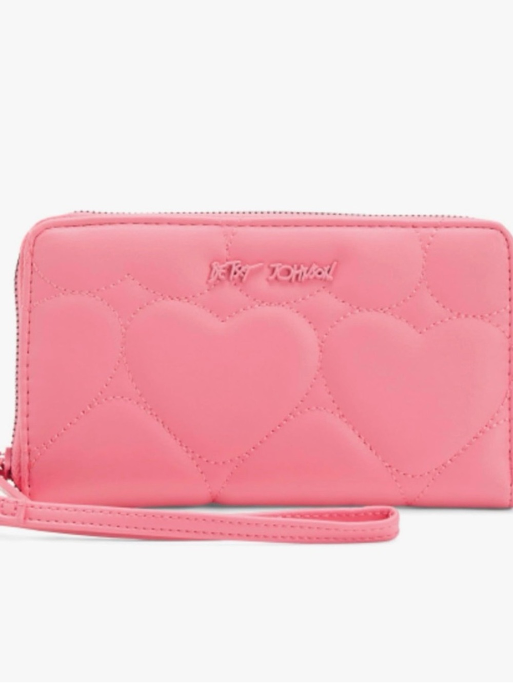 Betsey Johnson Pink Quilted Heart Wristlet Clutch